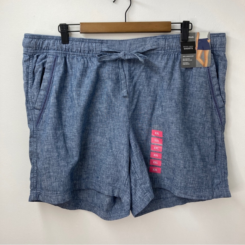 Eddie Bauer Briar Blue Linen Cotton  Shorts Womens Size XXL Stretch Waist